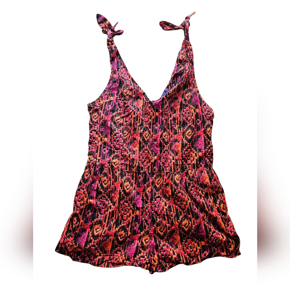 Miley Cyrus × Max Azria Cotton Tribal Ethnic Print Shorts Romper Jumper Sz L